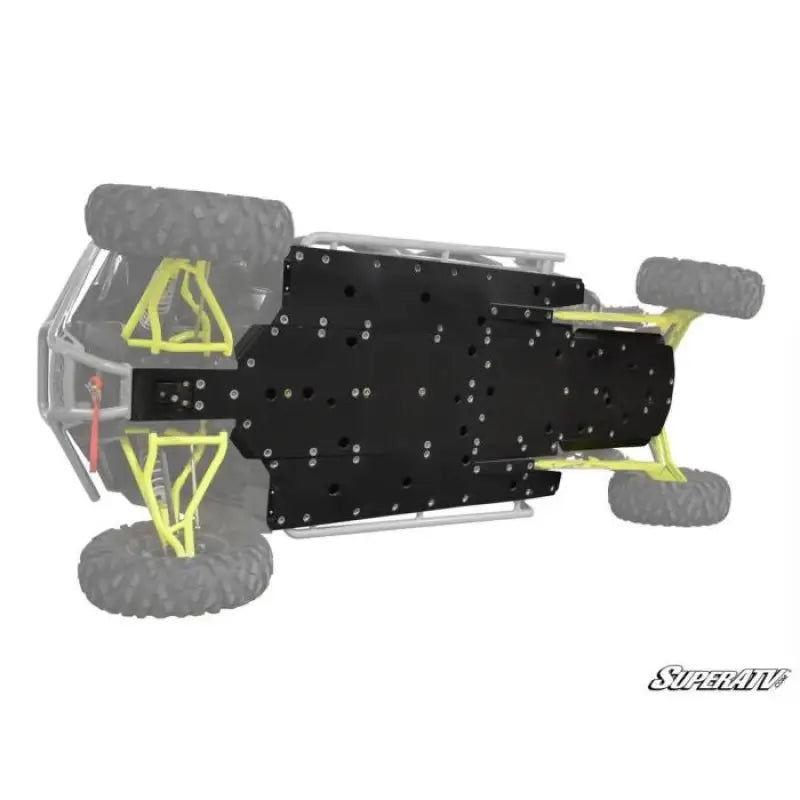 Black metal skid plate for UTV off-road vehicle from SuperAtv Skid Plates collection