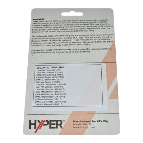 Brake Disc Pads - Front R/H - Can Am - Traxter /Commander /Maverick