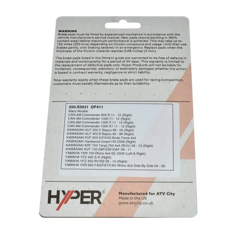 Brake Disc Pads - Front / Rear - Can Am - Commander 2011-2012 - Atv Brake Pads