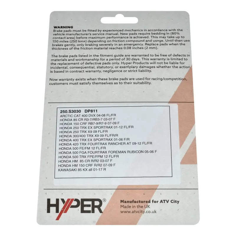 Brake Disc Pads – Front / Rear – Honda – Kawasaki – Suzuki – Yamaha – Many Models - Atv Brake Pads