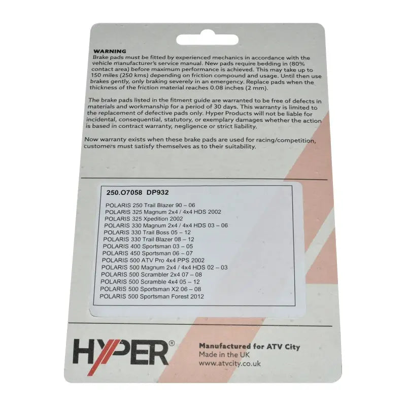 Brake Disc Pads - Rear - Polaris Sportsman - 400 /500 /600 /700 /800