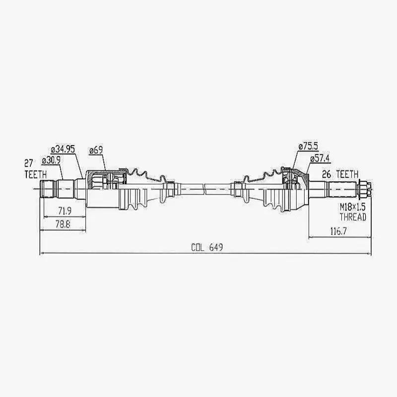 HYPER CV Shaft Polaris Ranger Diesel 900 Rear R/H
