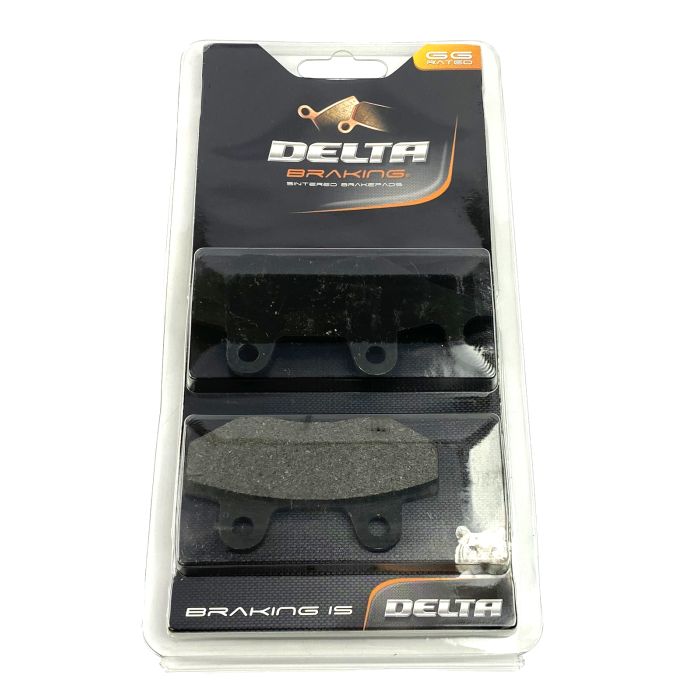 Packaged Delta brand ATV Quad Brake Pads in collection display