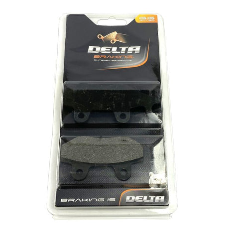 Packaged Delta brand ATV Quad Brake Pads in collection display