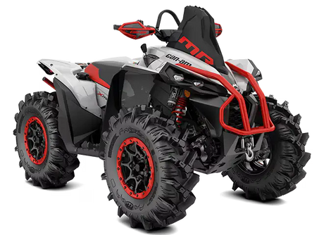 Can Am Renegade 1000 XXC ATV with white and red body and large off-road tires
