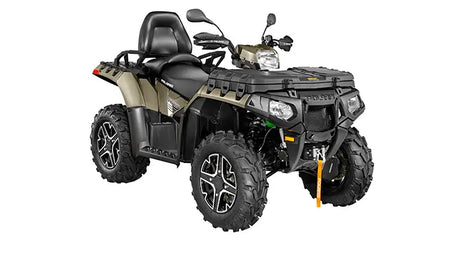 Polaris Sportsman Touring 850 two-up ATV with passenger seat and storage boxes