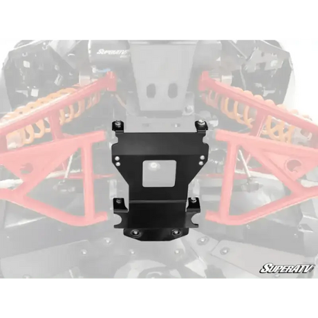 Black metal winch mount plate with square opening from SuperATV UTV SXS Frame Stiffeners collection