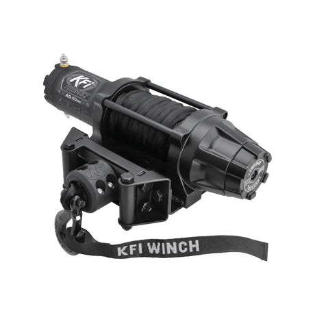 Black electric winch from the UTV SXS Winch’s collection for off-road recovery and pulling