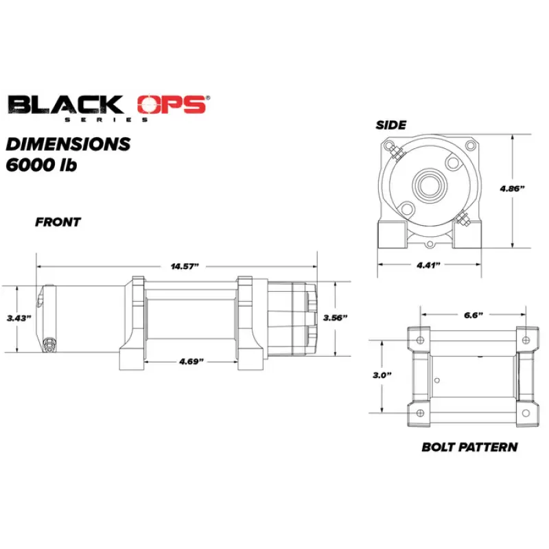 12V WINCH 3 TON 3,000KG, ATV/UTV, SYNTHETIC ROPE, 4 BOLT, SUPERATV WN - 6000Utv winchMud Hawgz Uk