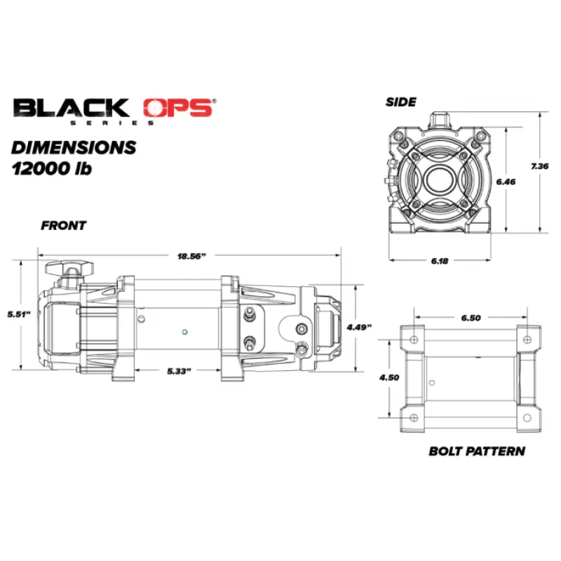 12V WINCH 5.5 TON 5,500KG, ATV/UTV, SYNTHETIC ROPE, 4 BOLT, SUPERATV WN - 12000Utv winchMud Hawgz Uk