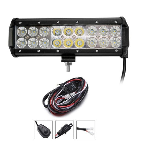 226mm 9" LED Spot Light Bar - Professional 54W Off-Road Light Kit with Wiring Harness Mud Hawgz Uk