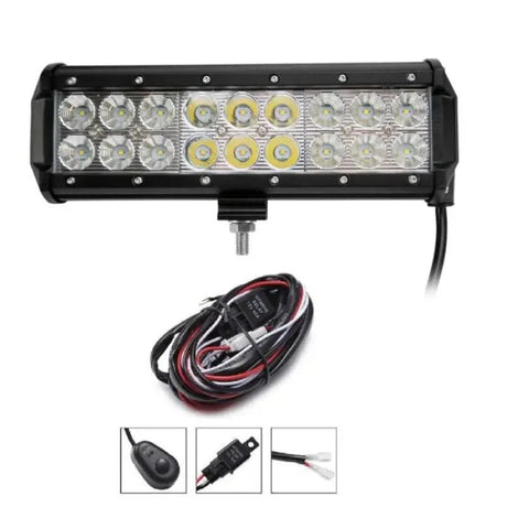 226mm 9" LED Spot Light Bar - Professional 54W Off - Road Light Kit with Wiring HarnessLed Light BarsMud Hawgz Uk