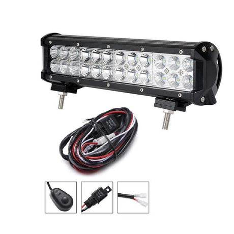 300mm 12" LED SPOT LIGHT BAR 24 LED 72W 12V + WIRING KIT INCLUDED Mud Hawgz Uk