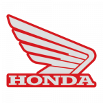 Honda | Tank Sticker 133mm | Red/Silver Wing R/H