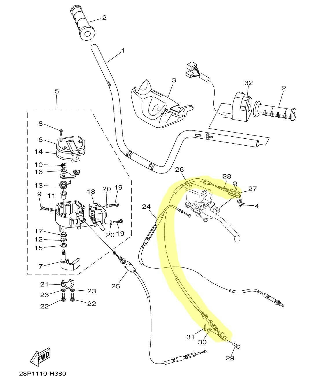 Brake Cable – Rear – Yamaha YFM 550/700 Grizzly - Mud Hawgz Off-Road