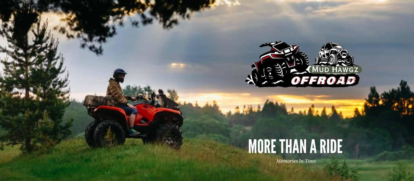 ATV riding on a dirt trail with the text ‘More Than a Ride,’ showcasing the thrill and adventure of off-road riding.