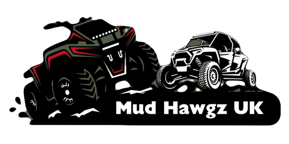 The Mud Hawgz UK official logo featuring a stylized Quad & Buggy design with rugged, off-road themed elements, representing the brand's focus on all-terrain motorsports and mudding culture