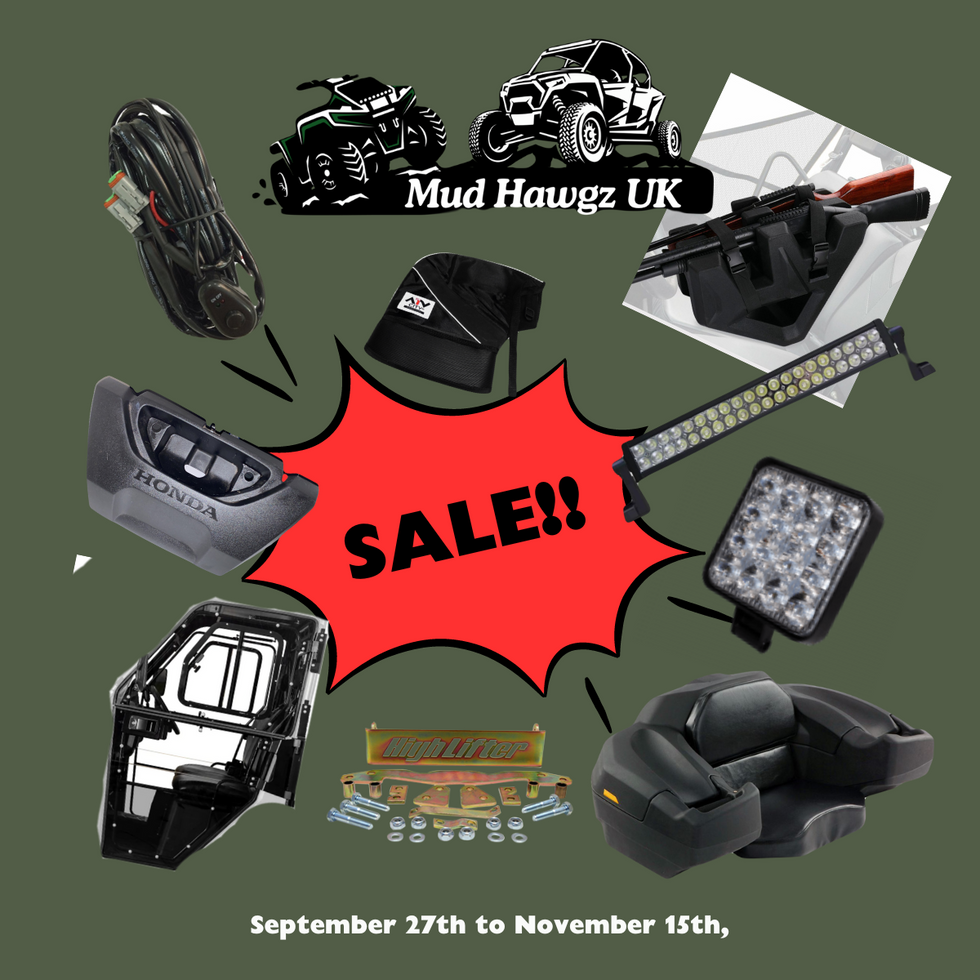 ATV rider on rugged terrain during latest sale promotion, featuring discounts on Highlifter, Demon, and Knight ATV products.