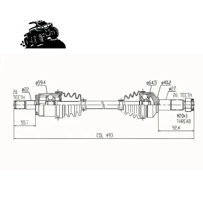 HYPER CV Shaft Honda TRX 500 FA/FE/FM TRX 650/680 Rincon Front R/HVehicle Parts & Accessories:ATV, Side - by - Side & UTV Parts & Accessories:Body & Frame:Body Parts, Doors & Fenders:FendersMud Hawgz Uk