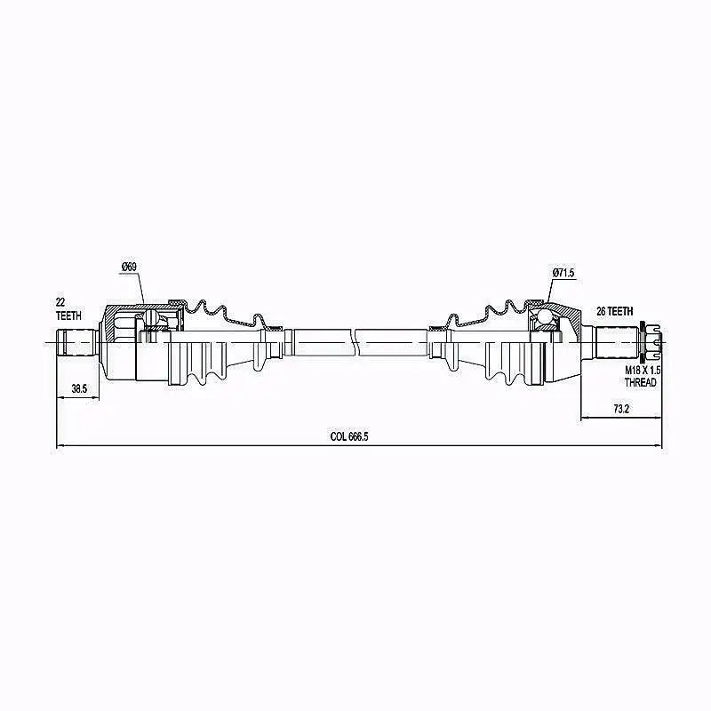 HYPER CV Shaft Polaris 500 /700/800 Front