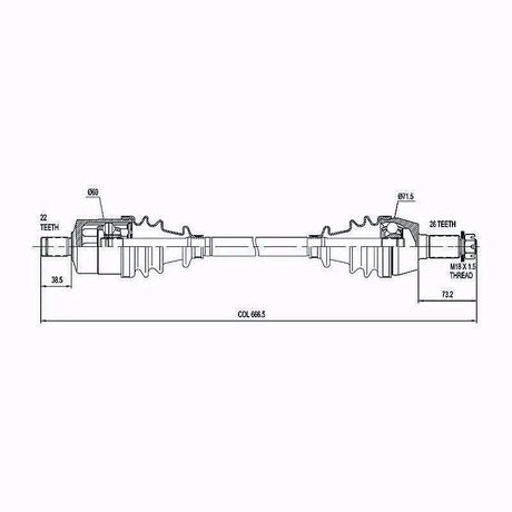 HYPER CV Shaft Polaris 500 /700/800 Front