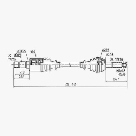 HYPER CV Shaft Polaris Ranger Diesel 900 Rear R/H