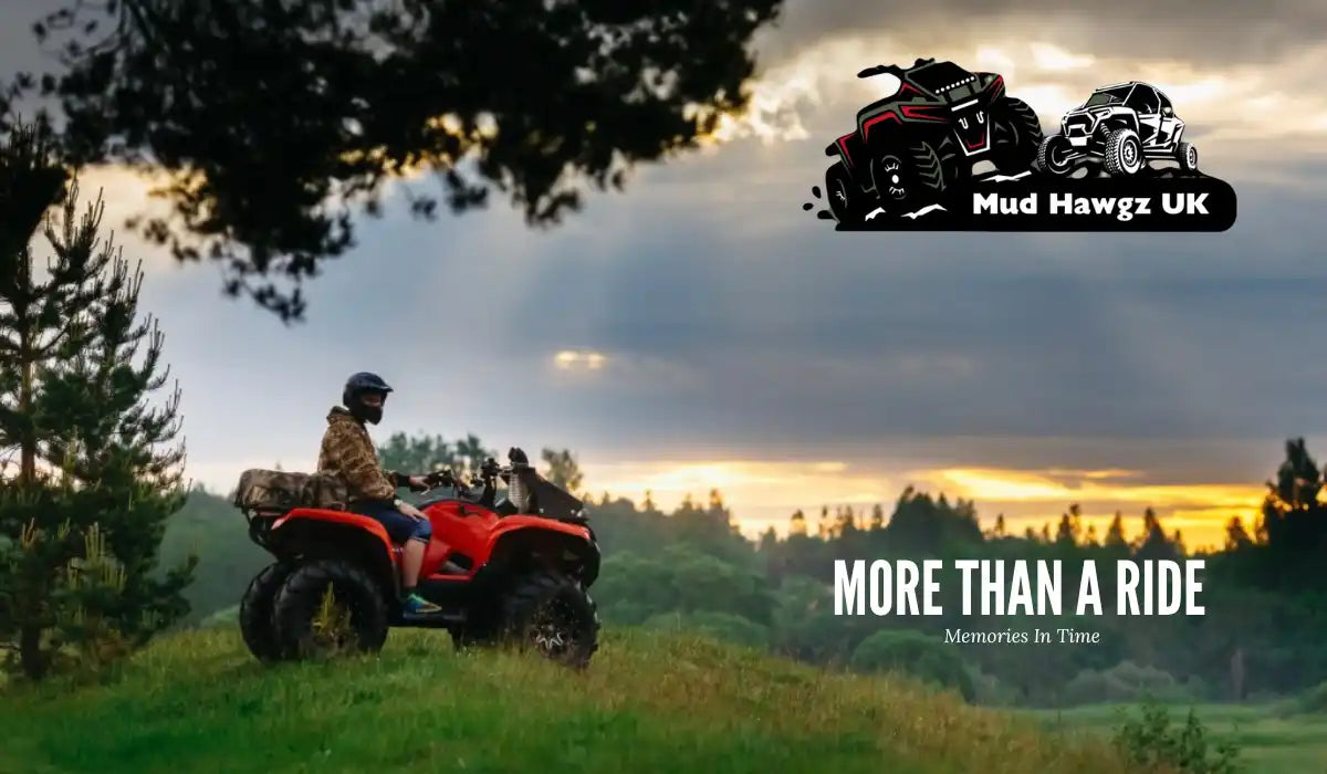 Red all-terrain vehicle.